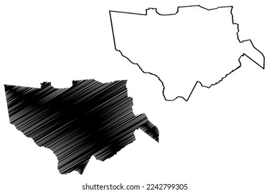 Mapa de ilustraciones vectoriales del municipio de Bela Cruz (estado de Ceará, municipalidades de Brasil, República Federativa de Brasil), dibujo de garabatos Mapa de Bela Cruz