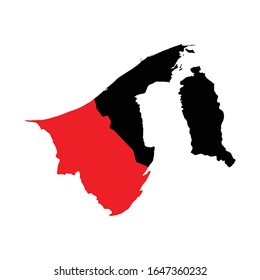 Distrito de Belait destacado en el mapa de Brunei Vector EPS 10
