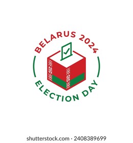 Belarus 2024 election day, voting. Vector icon label template