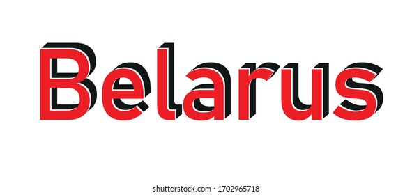 Belarus 3d text with shadow vector illustration