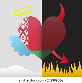 Belarus background of a heart half demon half angel