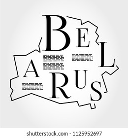 Belarus, black typographic map, infographic concept