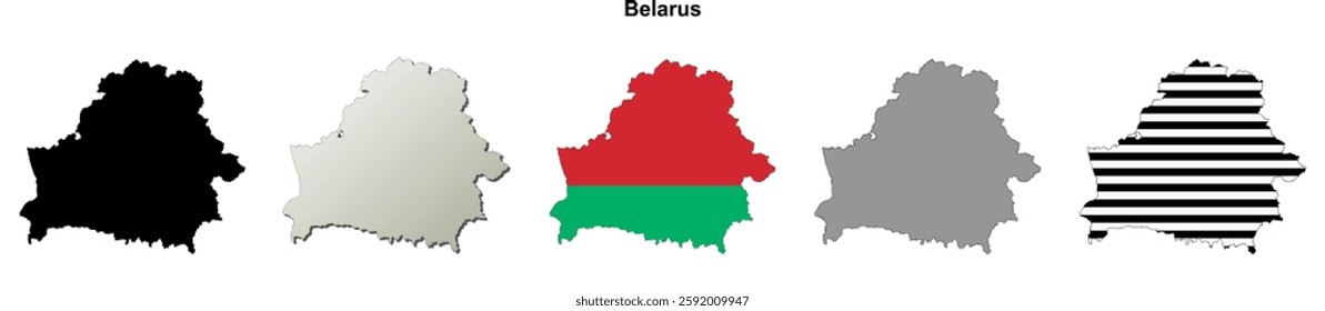 Belarus blank outline map set