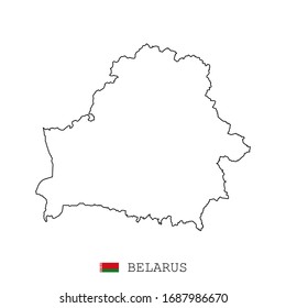 Belarus, Byelorussia map line, linear thin vector. 