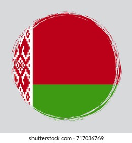 Belarus circle grunge flag on button stamp. Vector illustration eps 10.