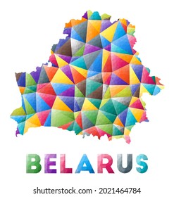 Belarus - colorful low poly country shape. Multicolor geometric triangles. Modern trendy design. Vector illustration.