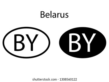 Belarus country code icon.  Iso code country domain name.   BY - Belarus abbreviated. vector