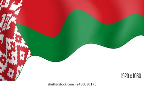 Belarus country flag realistic independence day background. Belarusian commonwealth banner in motion waving, fluttering in wind. Festive patriotic HD format template for independence day