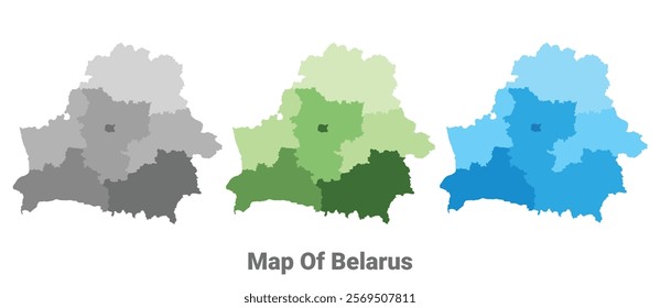 Belarus country map in different colors