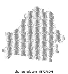 Belarus country map made from binary code numbers.
