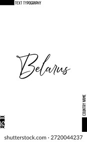 Bielorrusia -Country Nombre Diseño de Vector de texto de tipografía cursiva con estilo 