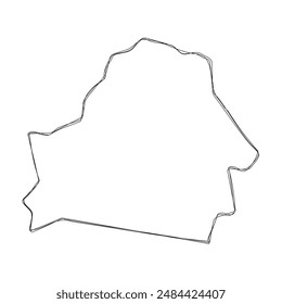 Mapa simplificado del país de Bielorrusia. Delgado esquema de boceto de lápiz triple aislado sobre fondo blanco. Icono de Vector simple