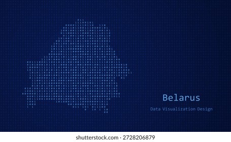 Bielorrusia Mapa digital formado con unos y ceros para el diseño de visualización de datos