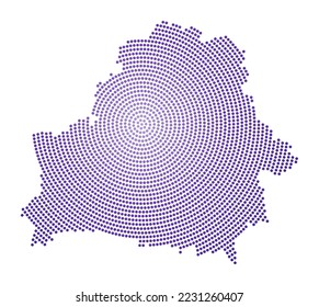 Mapa de puntos de Bielorrusia. Forma de estilo digital de Bielorrusia. Icono tecnológico del país con puntos degradados. Increíble ilustración vectorial.