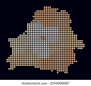 Belarus dotted map. Digital style map of the country on dark background. Belarus shape with square dots. Colored dots style. Large size squares. Awesome vector illustration.