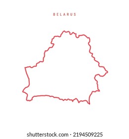 Weißrusslandskarte. Belorussische rote Grenze. Ländername. Passen Sie das Zeilengewicht an. Wechseln Sie zu einer beliebigen Farbe. Vektorgrafik.