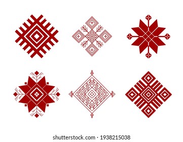 Belarus ethnic ornament. Slavic red geometric pattern. Perfect for icon, logo design, web design, card, poster, packing design, fabric print, sublimation printing on t shirt, mug, bag, dish towel