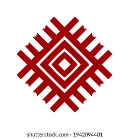 Belarus ethnic ornament. Slavic red geometric pattern. Perfect for icon, logo design, web design, card, poster, packing design, fabric print, sublimation printing on t shirt, mug, bag, dish towel