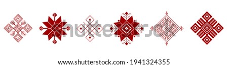 Belarus ethnic ornament. Slavic red geometric pattern. Perfect for icon, logo design, web design, card, poster, packing design, fabric print, sublimation printing on t shirt, mug, bag, dish towel