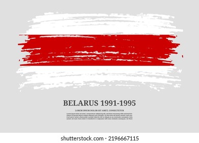 Belarus flag in 1991-1995 flag with brush stroke effect and information text poster, vector background