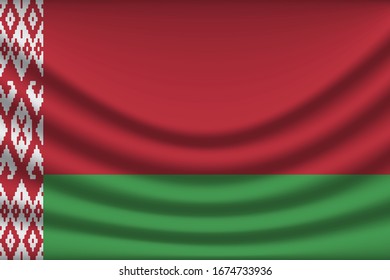 Belarus flag background with cloth texture. Belarus Flag vector illustration eps10. - Vector