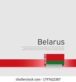Belarus flag background. Belarus flag ribbon colors on white background. National poster. Vector flat design. State Belarusian patriotic banner, cover