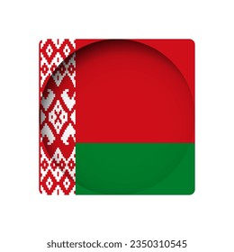 Belarus flag - behind the cut circle paper hole with inner shadow.