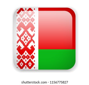 Belarus Flag. Bright Square Icon. Vector Illustration