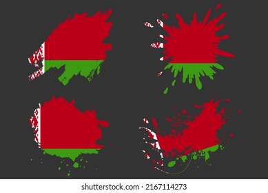 Belarus flag brush splash vector set, country logo asset, paint grunge illustration concept, Belarus flag brush stroke grunge effect, water splash mask, creative country flag logo idea