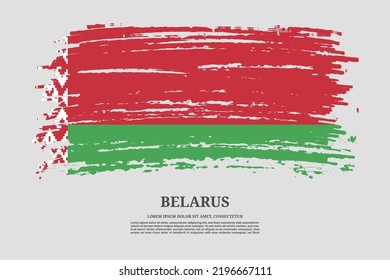 Belarus-Flagge mit Pinselstrich-Effekt und Informationstext-Poster, Vektorhintergrund