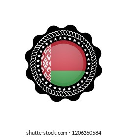 Belarus flag button. Made in Belarus label