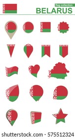 Belarus Flag Collection. Big set for design. Vector Illustration.