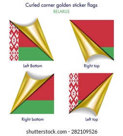 Belarus flag curled golden corner edition