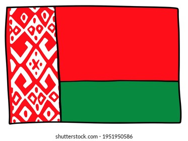 Bandera de Bielorrusia Dibujo a mano de perro simple ilustración vectorial 