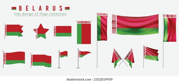 Bandera de Bielorrusia, colección de banderas de diseño plano