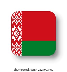 Belarus flag - flat vector square with rounded corners and dropped shadow.