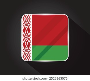 Ilustración de icono cuadrado brillante de bandera de Bielorrusia 