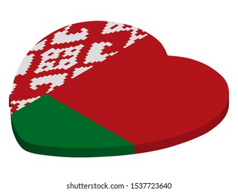 Belarus Flag In Heart Shape 3D Vector illustration eps 10
