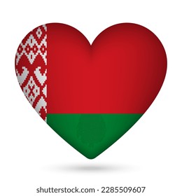 Belarus flag in heart shape. Vector illustration.