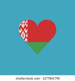 Belarus flag icon in a heart shape in flat design. Independence day or National day holiday concept.