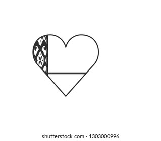 Belarus flag icon in a heart shape in black outline flat design. Independence day or National day holiday concept.