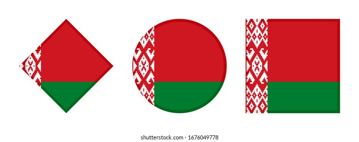 belarus flag icon set, isolated on white background
