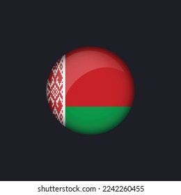 Weißrussland-Flaggensymbol, Runde Weißrussland-Flagge Symbol Vektorgrafik einzeln, Weißrussland-Flaggenknopf.