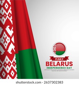 Belarus flag for independence day square banner background with realistic flag