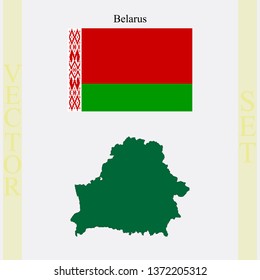 Belarus flag and map, abstract vector art illustration