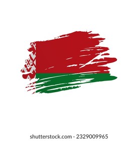 Bandera de Bielorrusia - bandera del país vector de la nación teñida de pincel grunge raspado.
