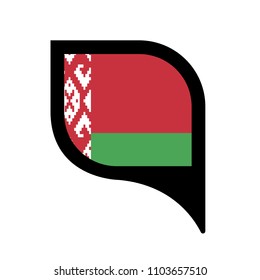 Belarus flag and navigation icon.Belarus here. map pointer
