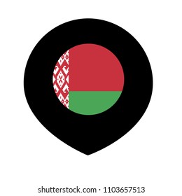 Belarus flag and navigation icon.Belarus here. map pointer