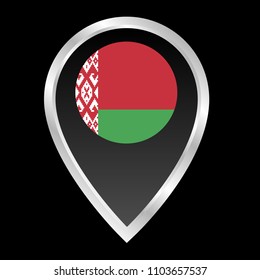Belarus flag and navigation icon.Belarus here. map pointer