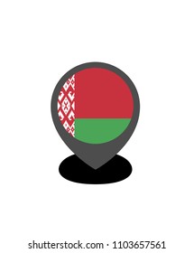 Belarus flag and navigation icon.Belarus here. map pointer